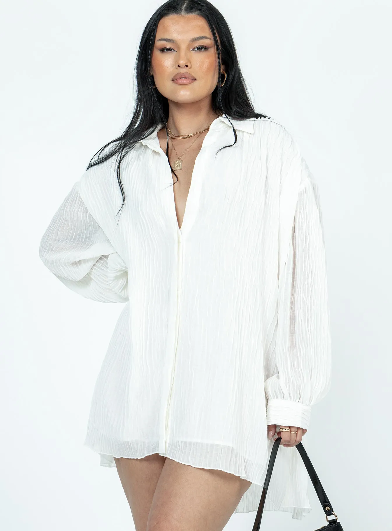 EcoFriendlyDye Tune In Shirt Dress White