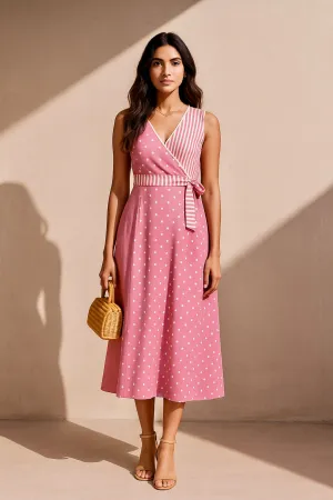 Saturated Hue Wild Flower Pink Wrap Dress