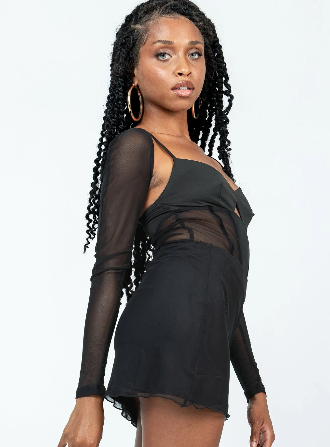 Neutral Tones Subtle Shimmer Selby Mesh Mini Skirt Black