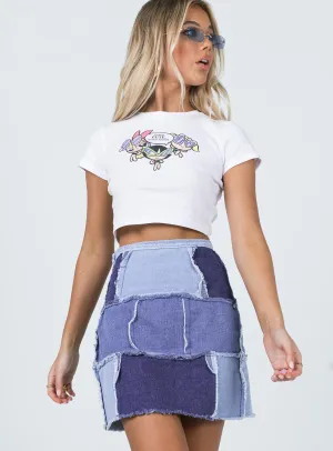 Contrast Panel Catherine Patchwork Mini Skirt Denim