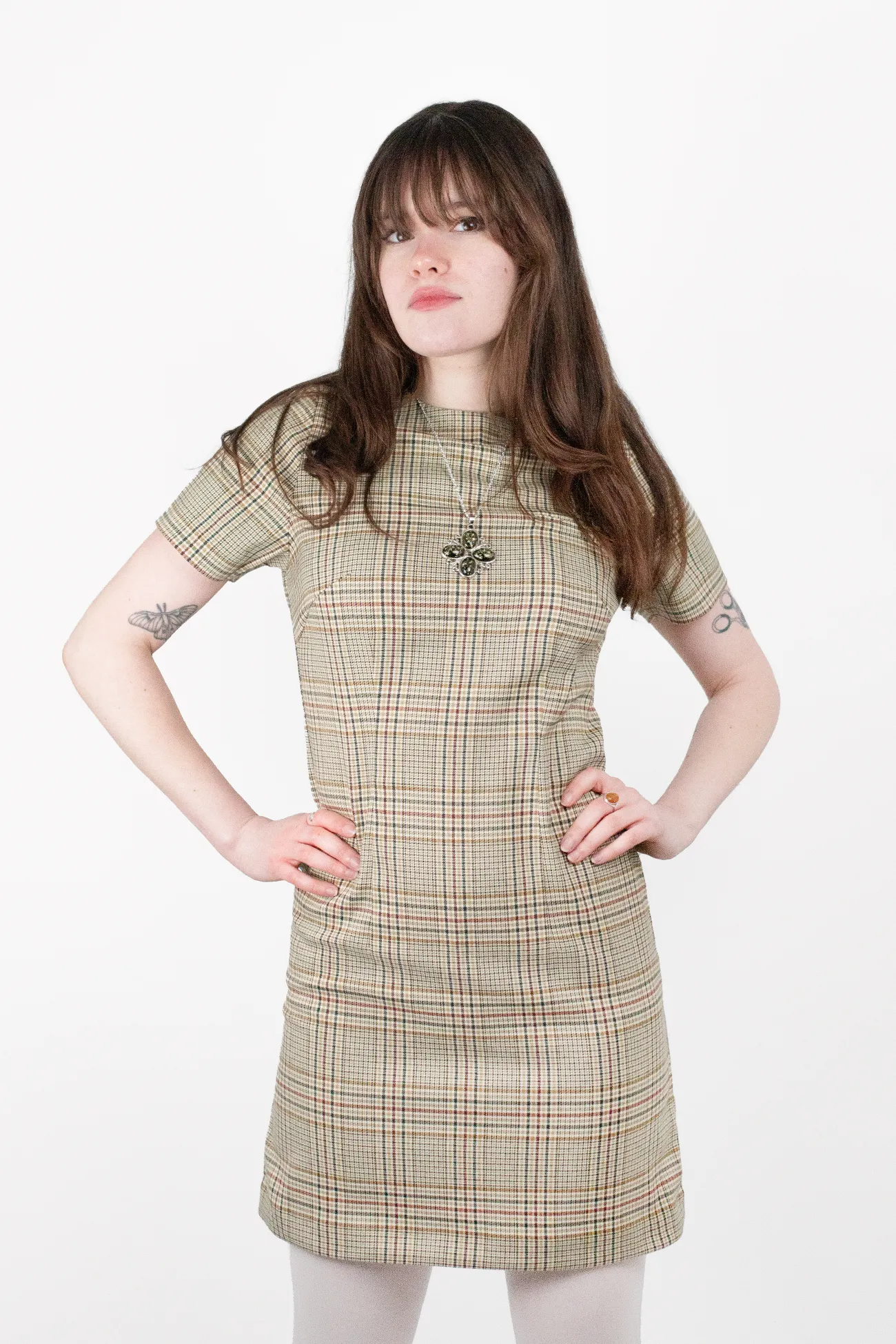 Polished Cut Cleo Forest Check - Dress