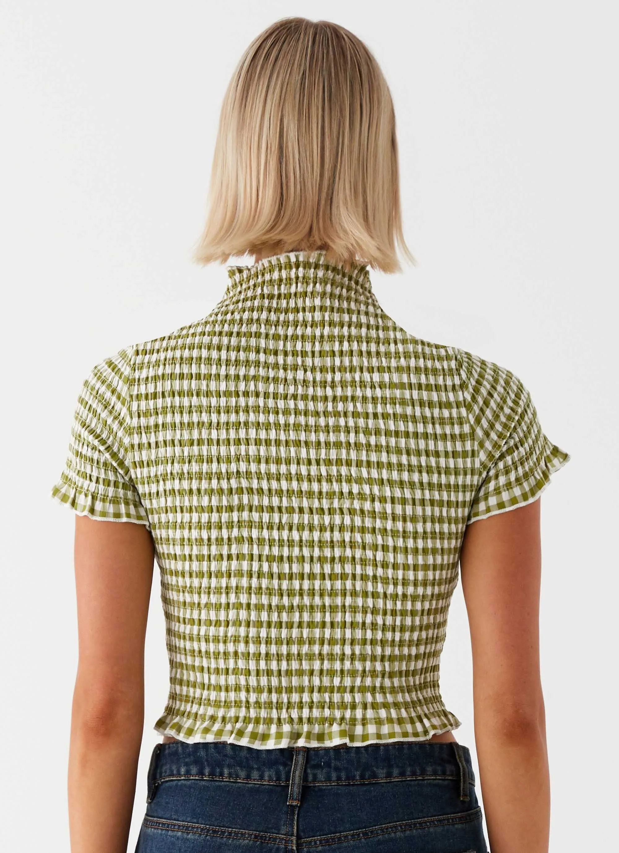 Cleo Tee - Khaki Gingham Simple yet stylish