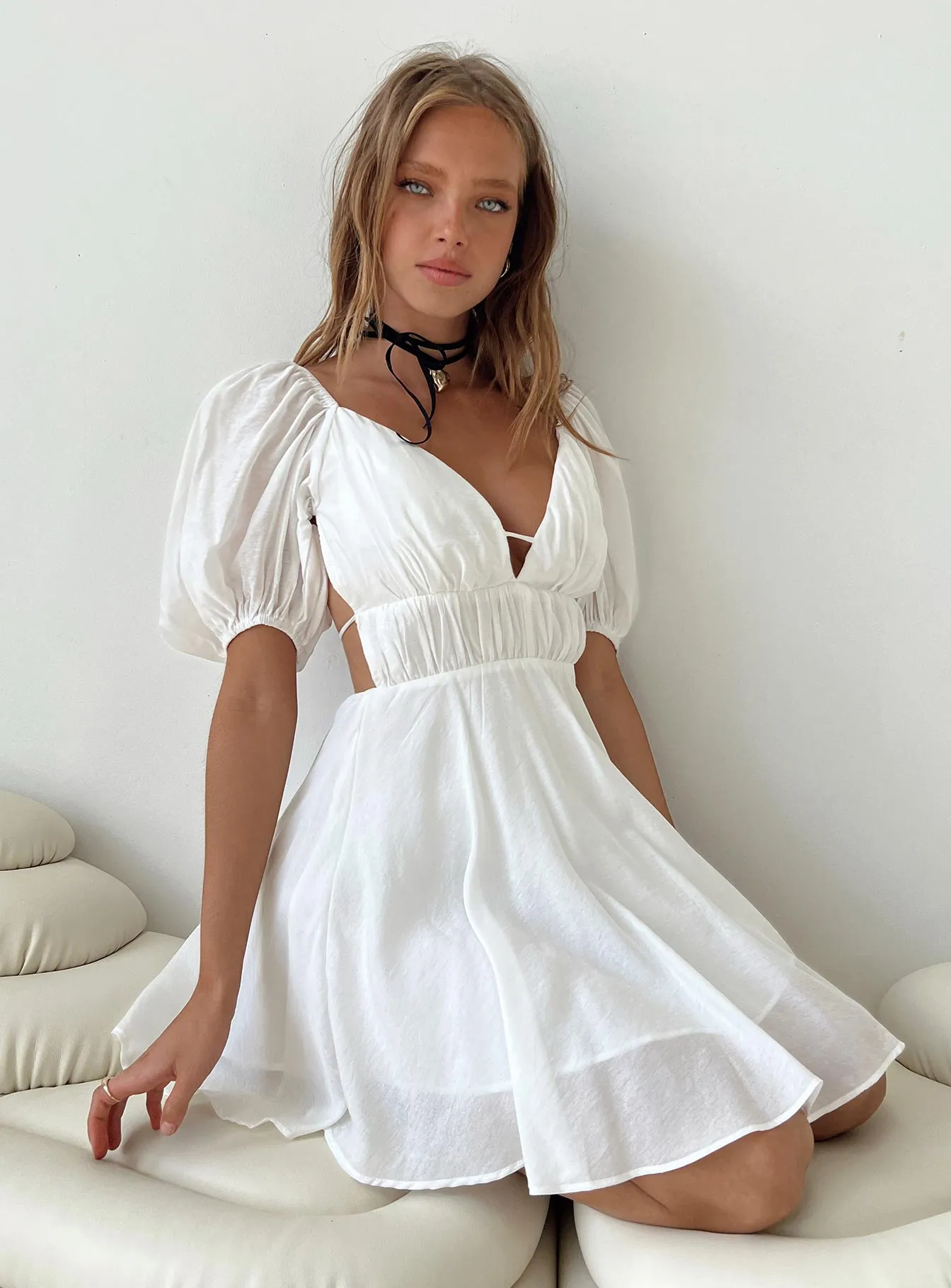 Gradient Shade Cline Mini Dress White