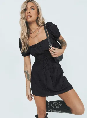 Fauci Mini Dress Black Minimalist fit-and-flare Breathable wear