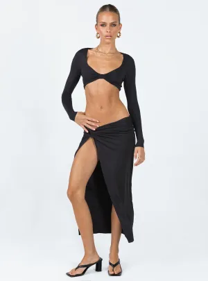 Indiana Set Black Gathered waist Crossback Strap