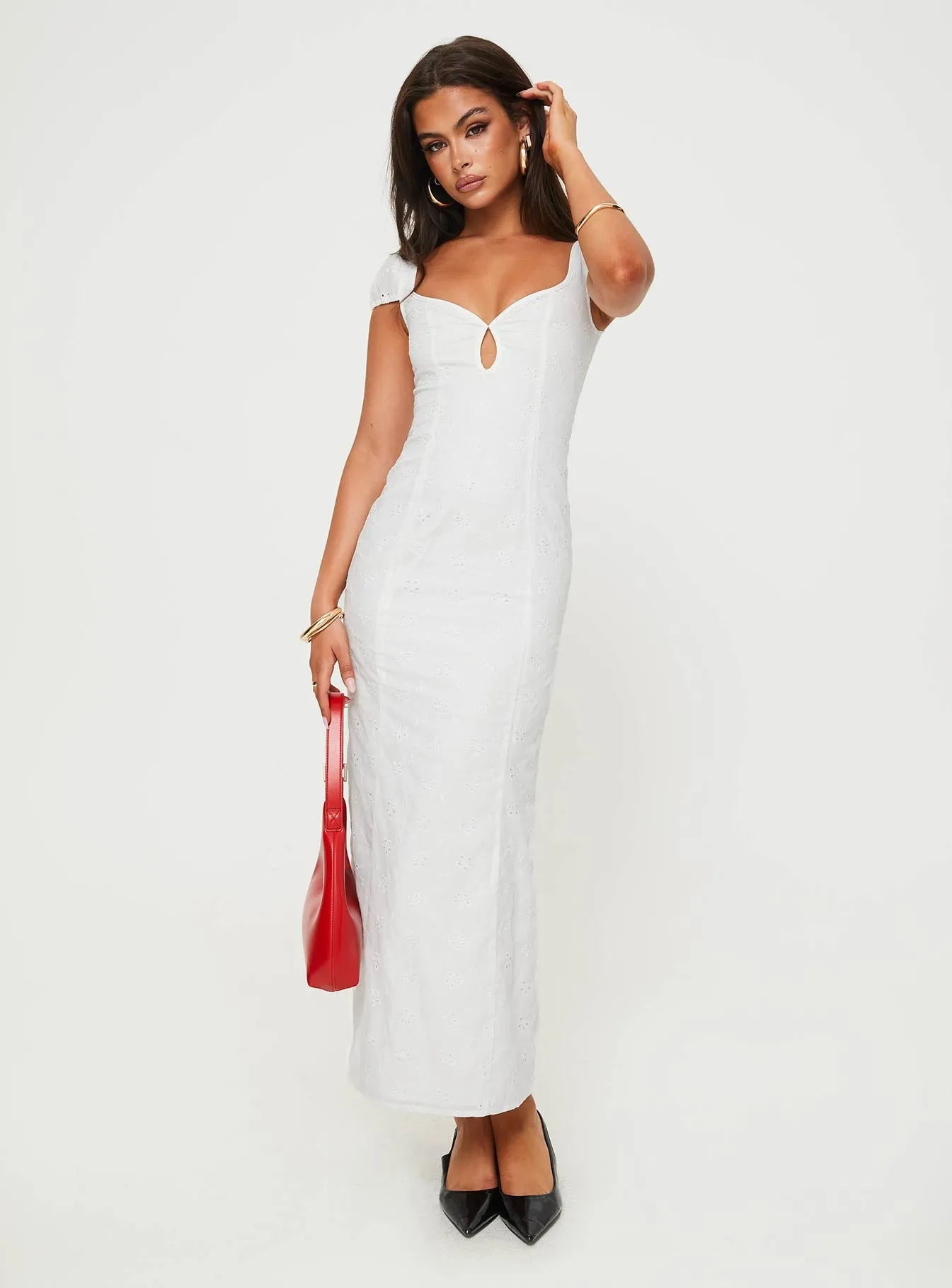 Back-Zip Noelani Maxi Dress White