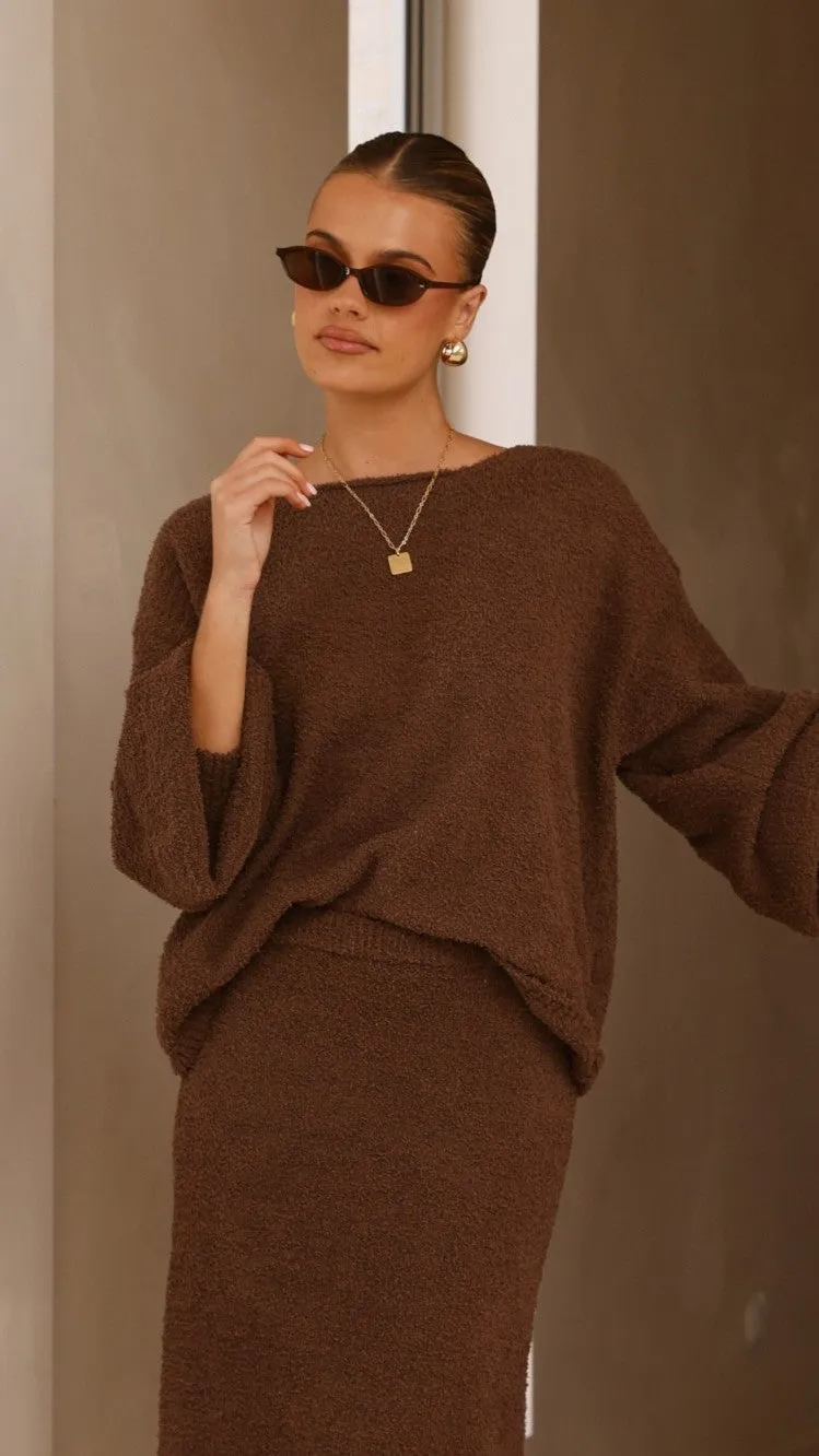 Cohen Knit Jumper - Chocolate Ribbed Structure