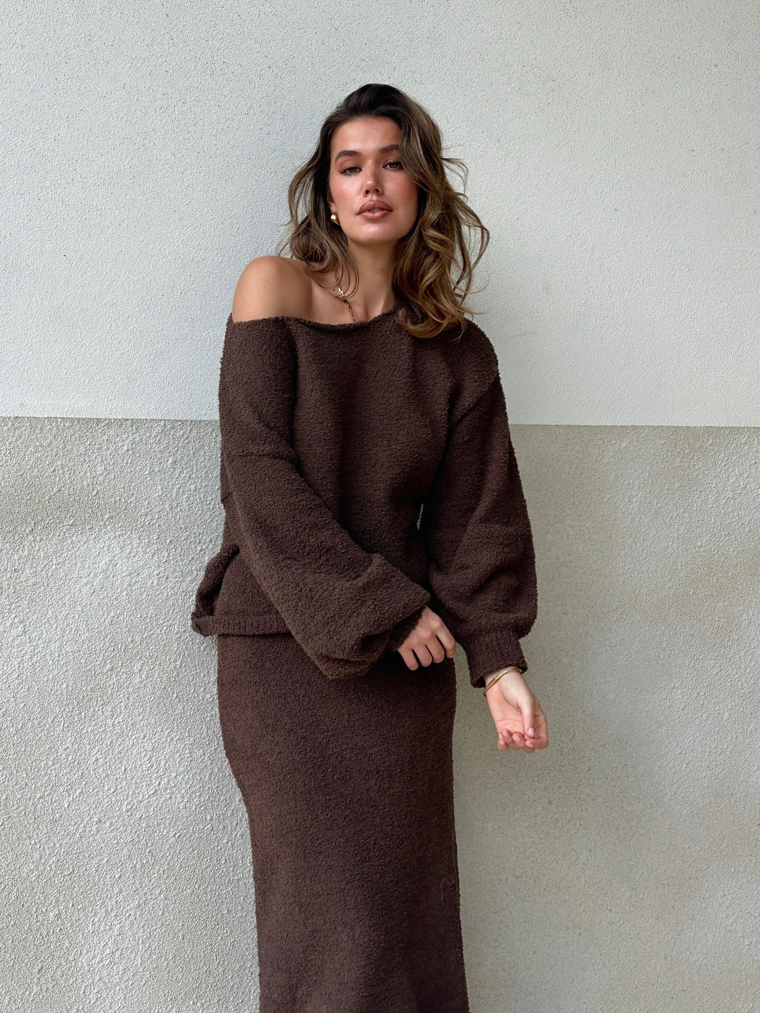 Cohen Knit Jumper - Chocolate Low Impact Dye