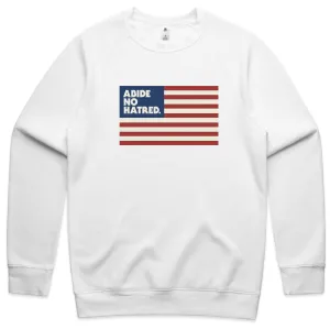 Cozy Hoodie Wear Abide No Hatred American Flag Sweatshirt (White)