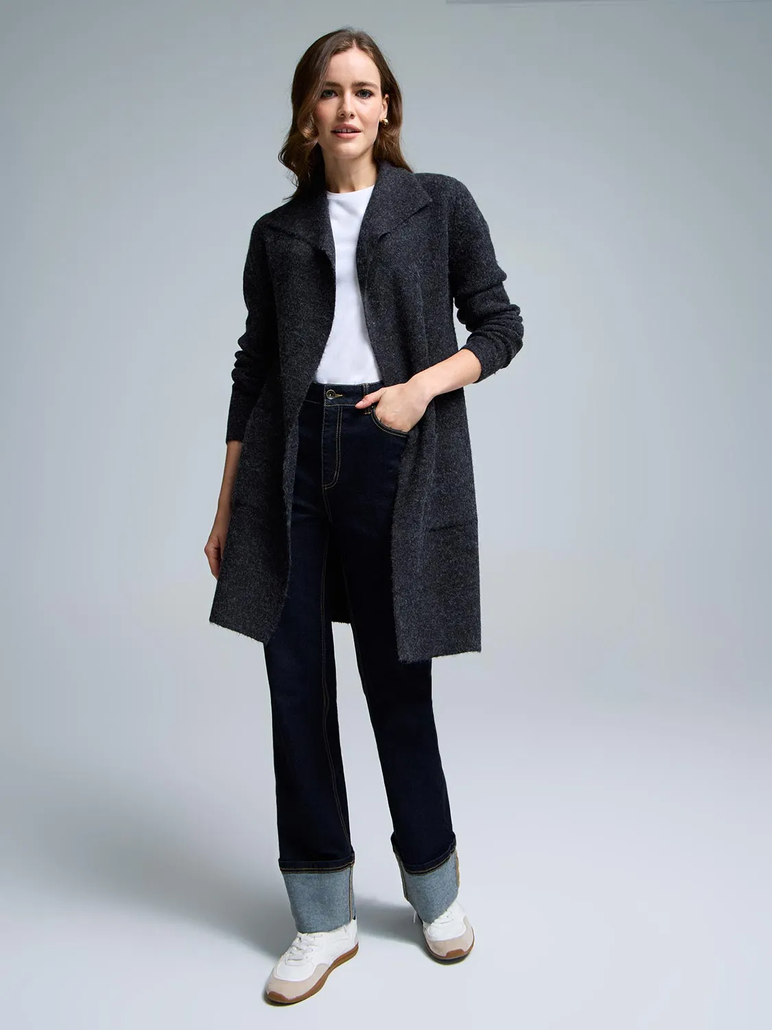 Collared Coatigan Cool Layer Basic Style