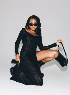 Coltan Long Sleeve Maxi Dress Black Light Silhouette