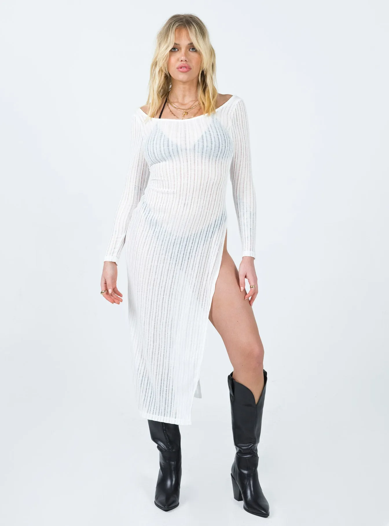 Coltan Long Sleeve Maxi Dress White Cool Movement Trendy Design