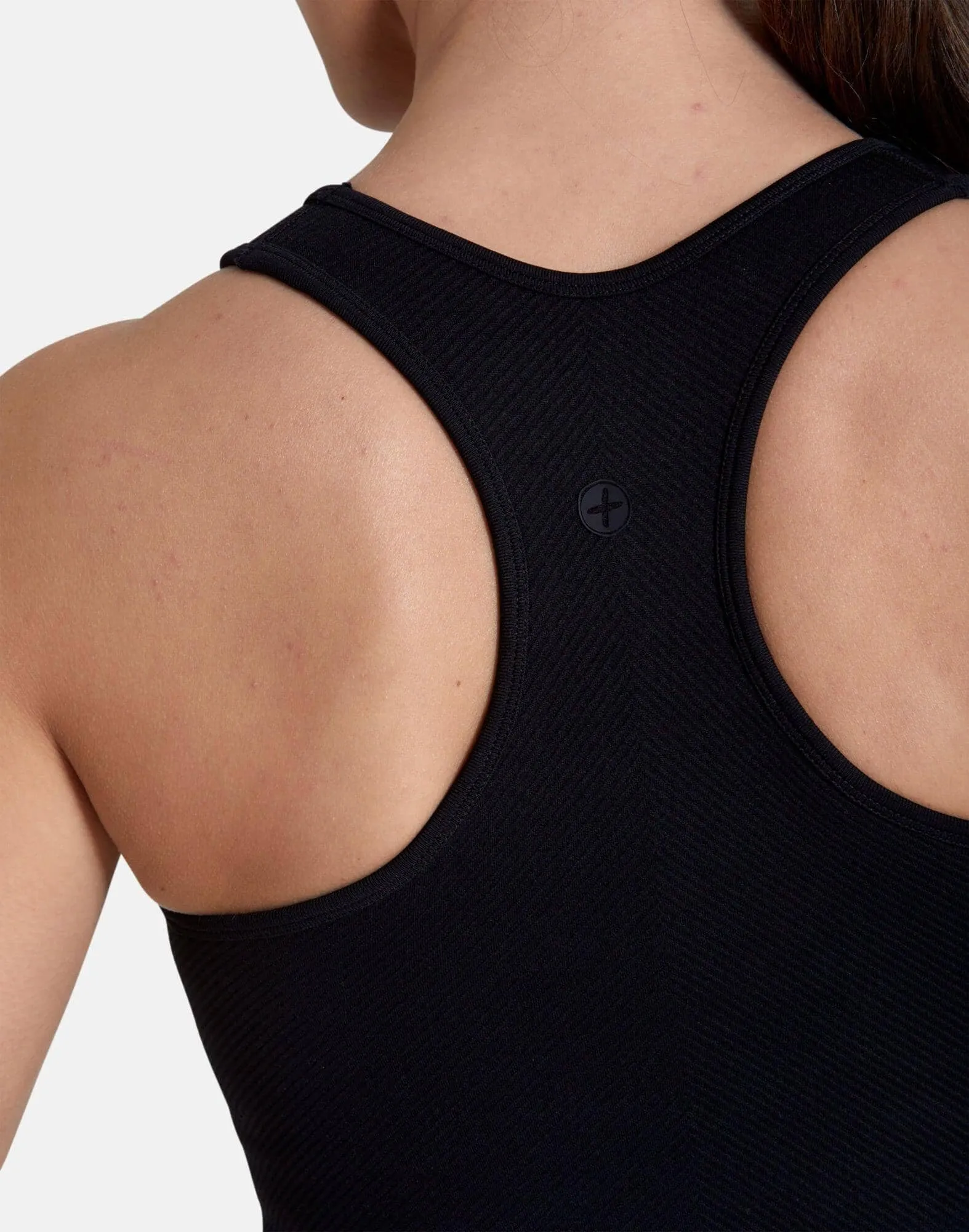 Lotus Chevron Bra in Black GridTexture