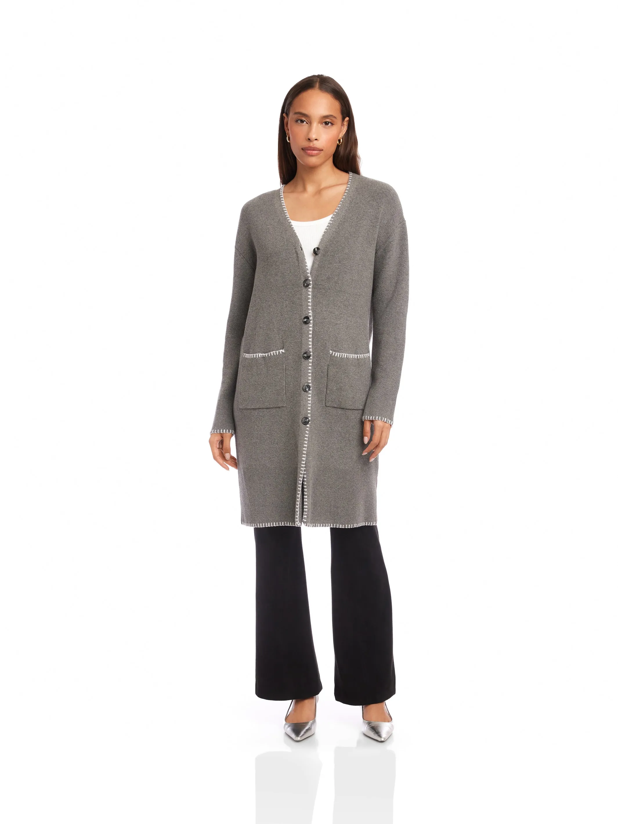 Flexible Edging MidWeight Construction Ariel Edge Stitch Cardigan Sweater