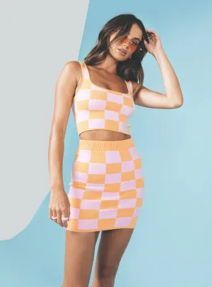 natural fiber Task the Risk Mini Skirt Pink / Orange