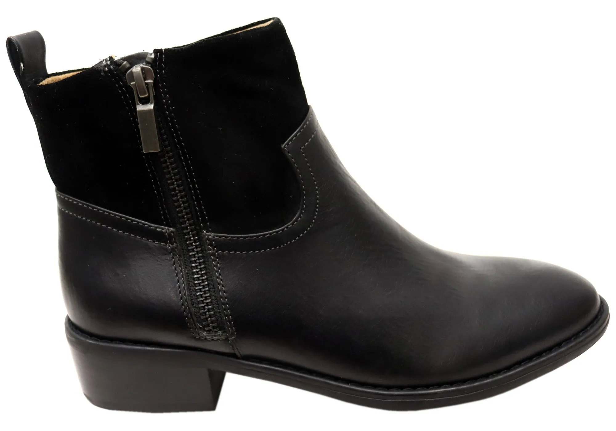 Sleek Function Comfortiva Carter Womens Wide Fit Comfortable Leather Ankle Boots