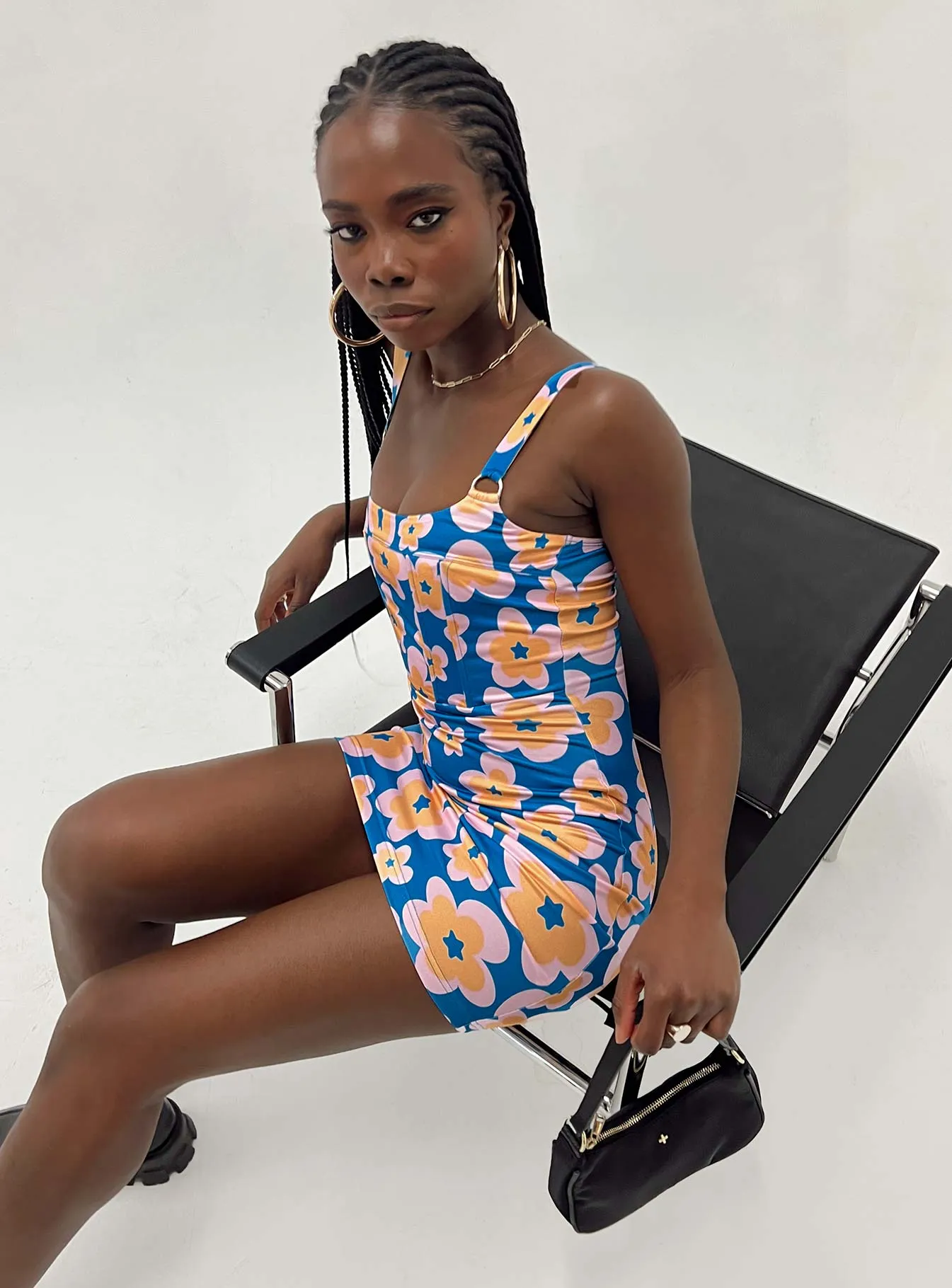 Sage Glow Minimal Design Gracen Mini Dress Blue Multi