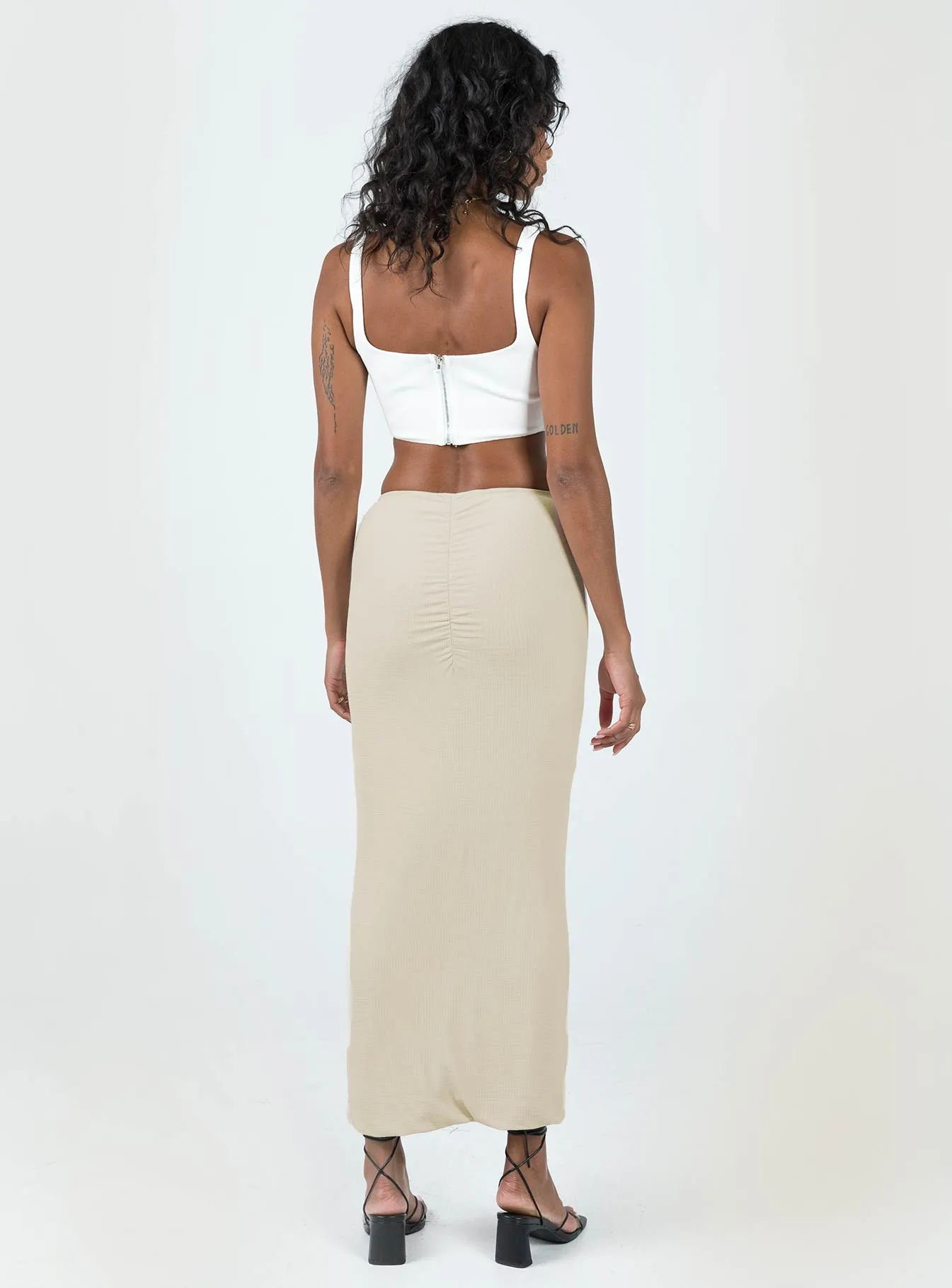Elidy Maxi Skirt Beige Trendy Mood Tapered Cut