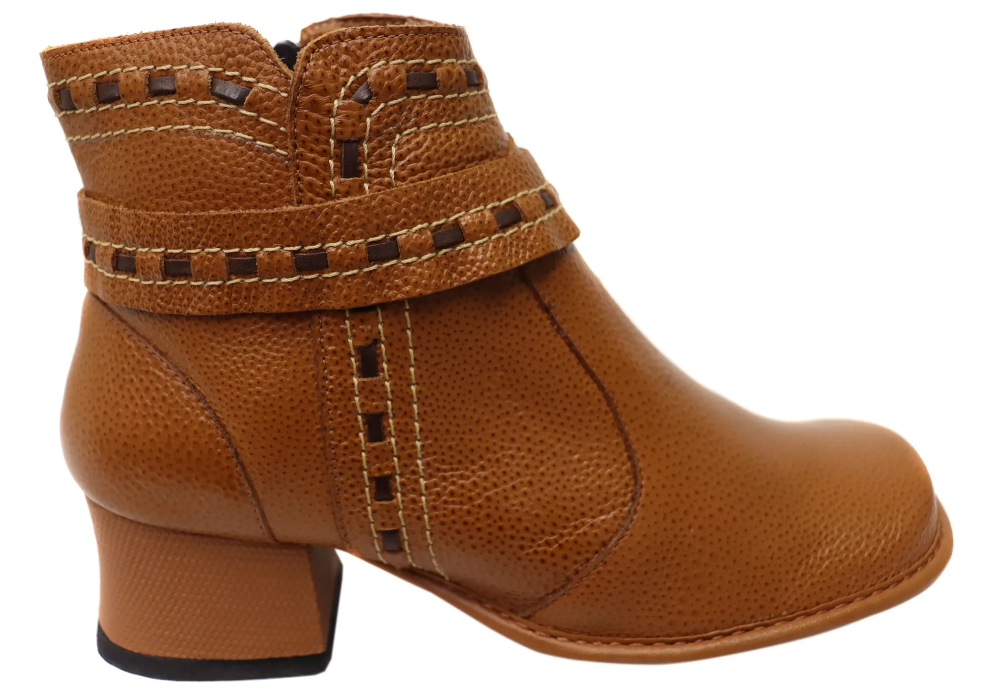 Stable Support Urban Commute J Gean Bettie Womens Comfortable Leather Ankle Boots Made In Brazil