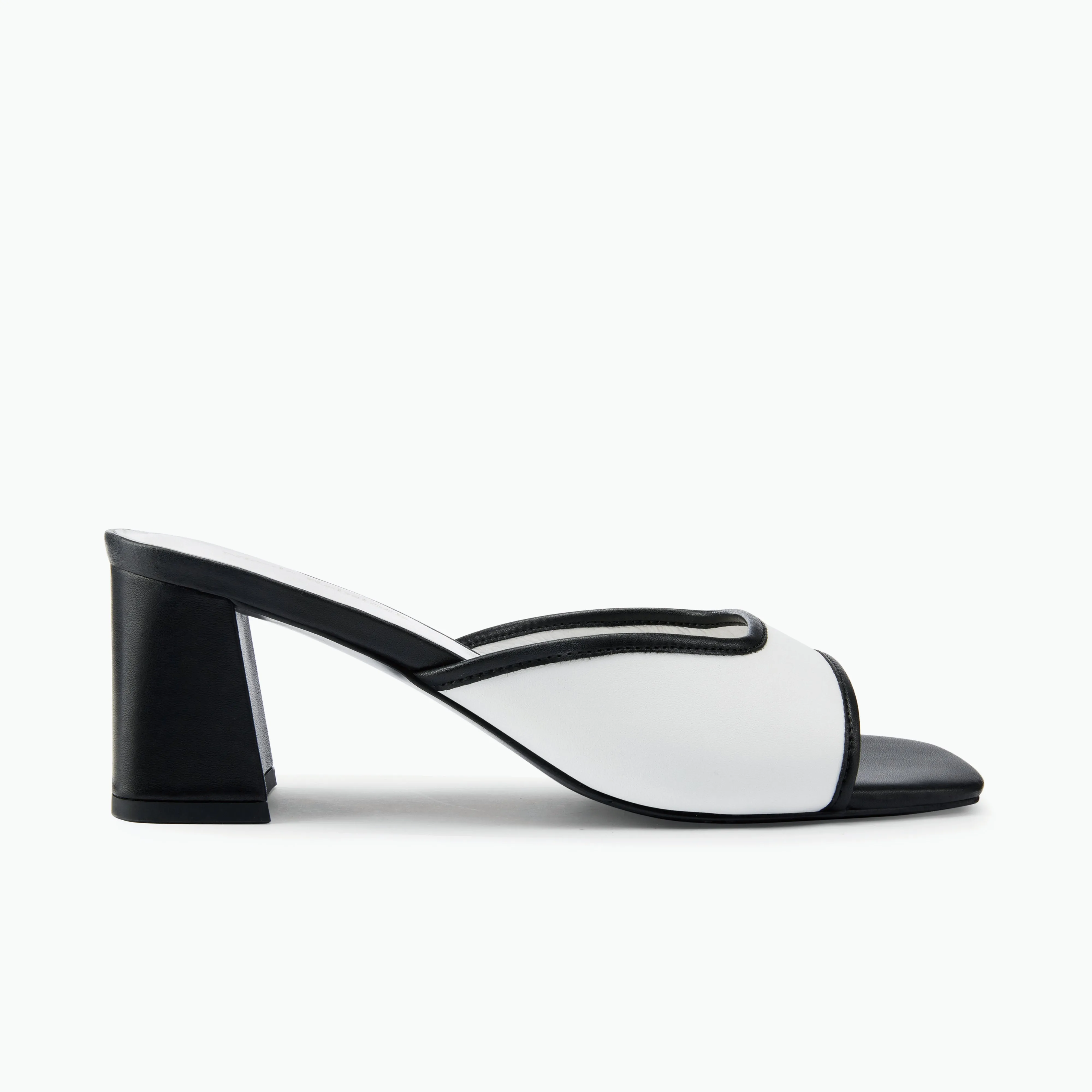 Connie Sandal Heel | White/Black Leather Comfortable to wear