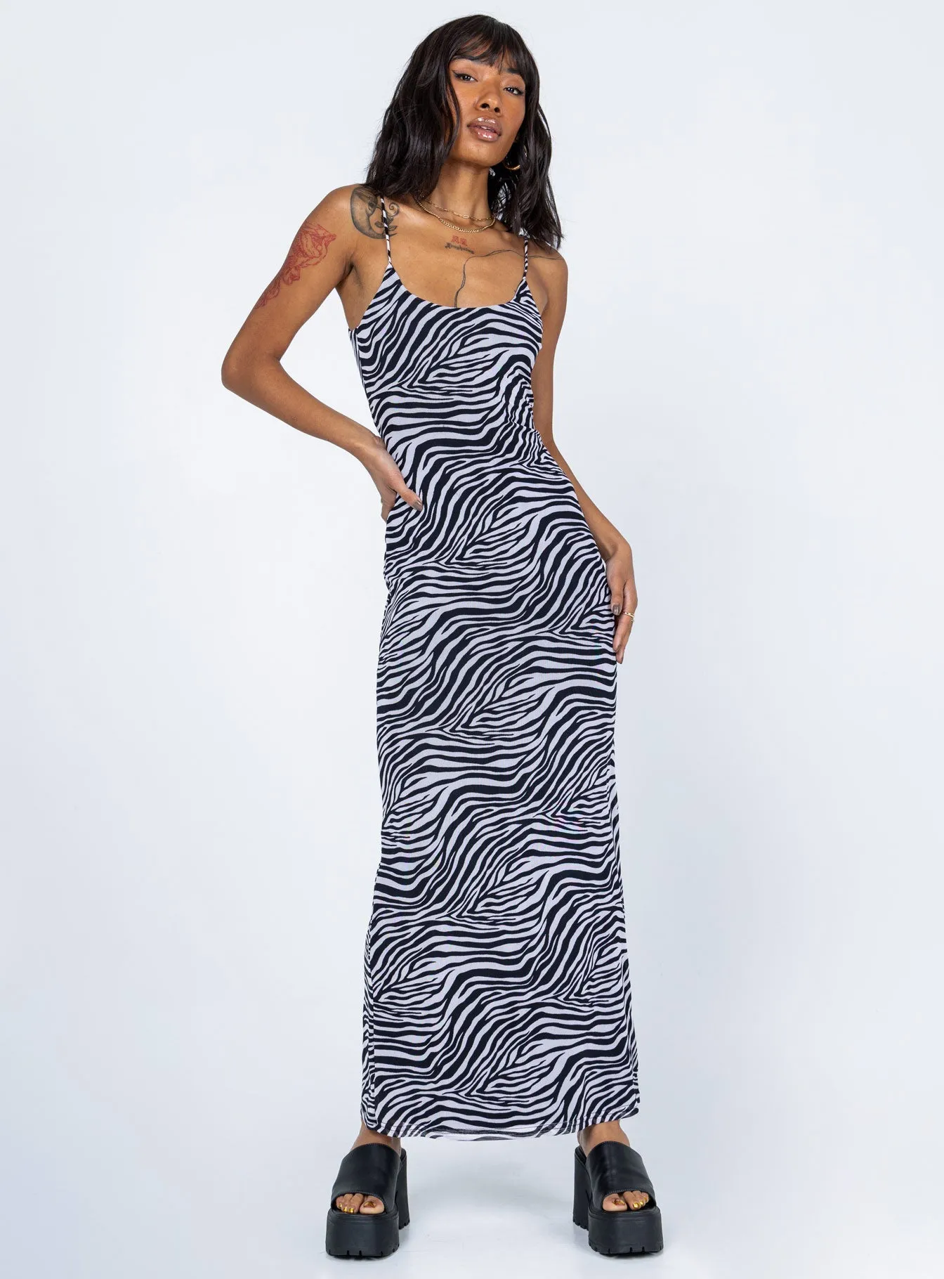Calm Drape Polished Layer Knox Maxi Dress Zebra