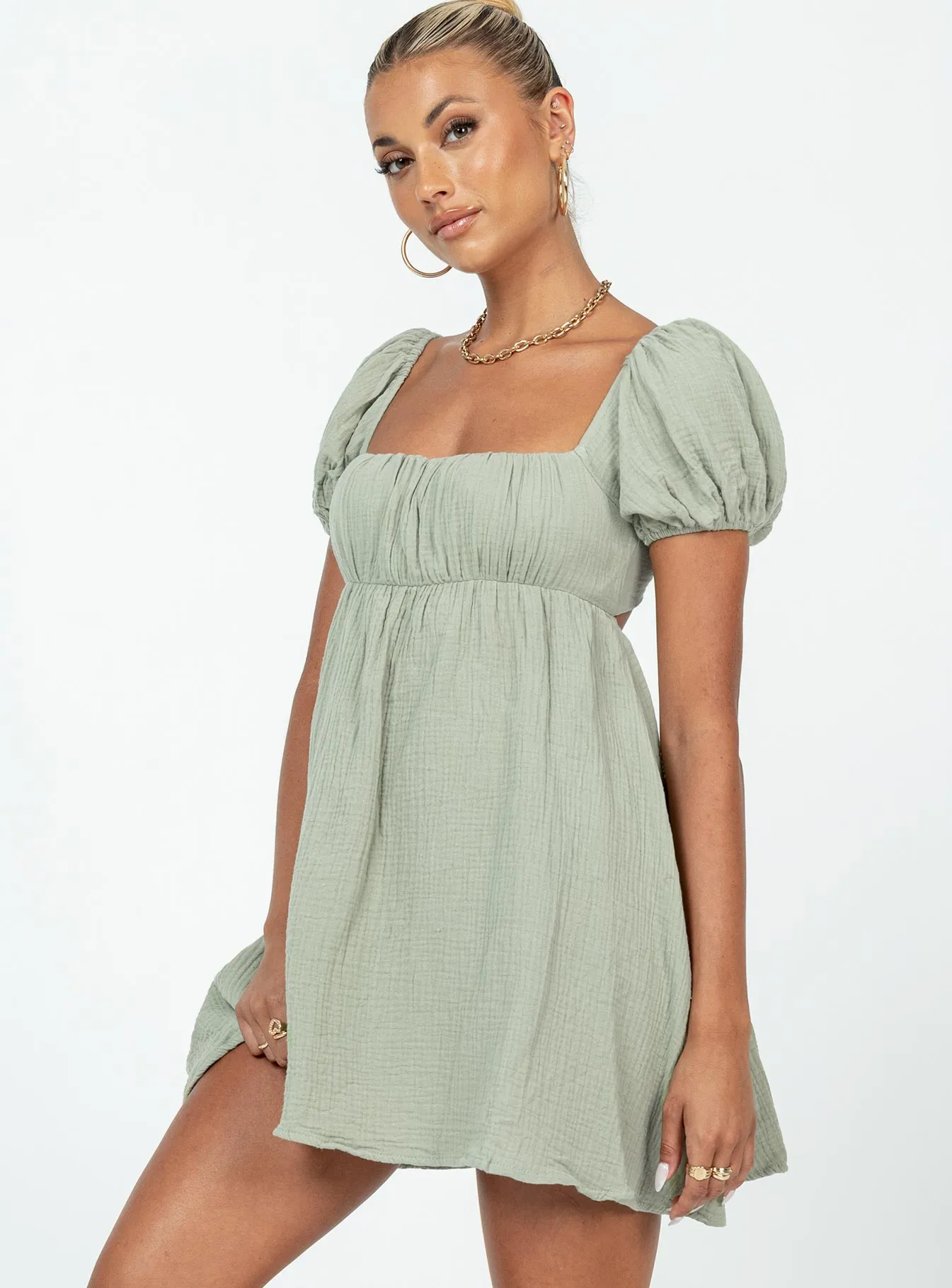 Aura Glow Let's Dance Mini Dress Sage