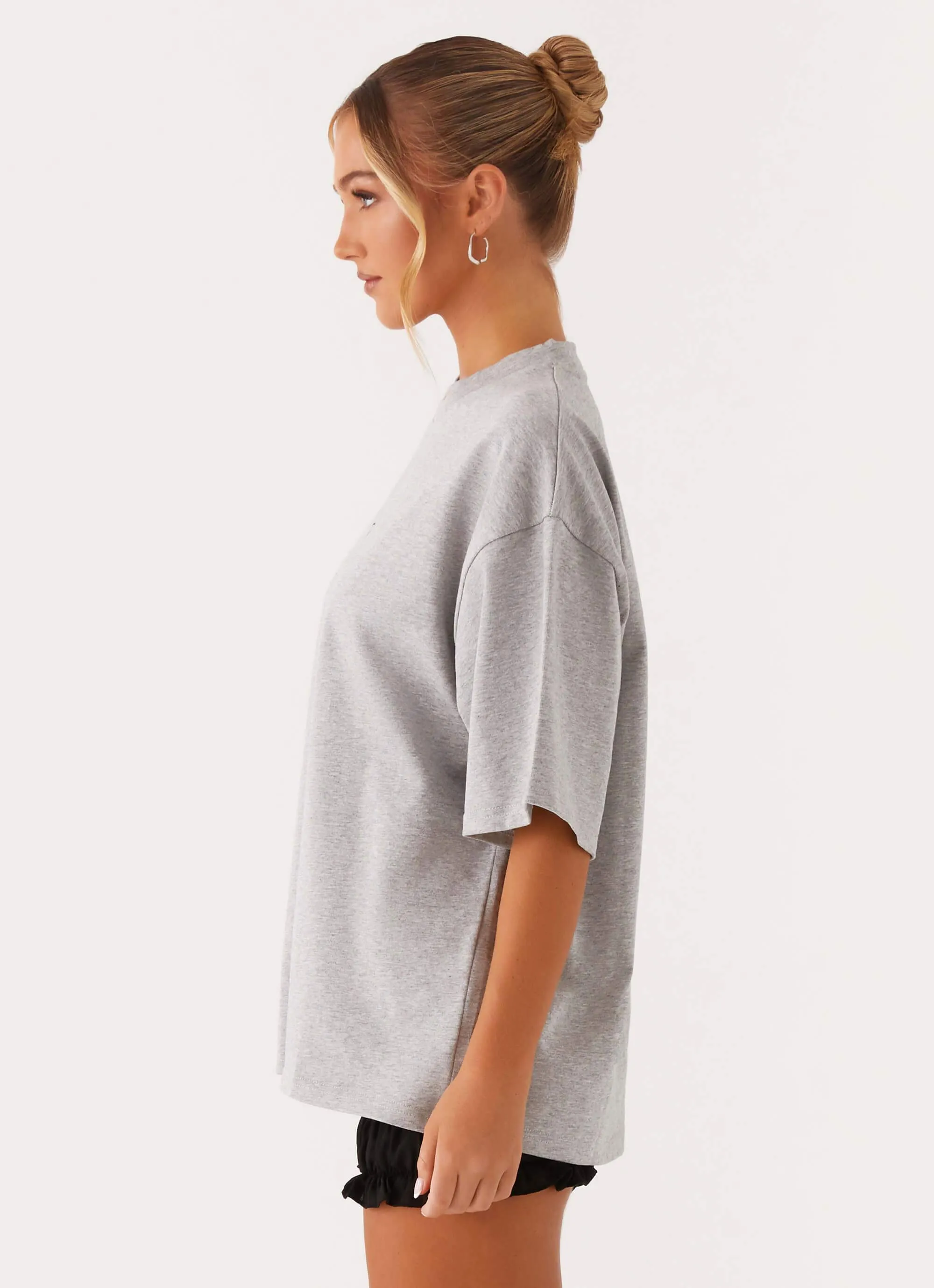Signature Oversized Tee - Grey Layered Sleeve Soft Comfort Wear