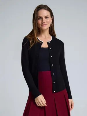 Stay Soft Airy Feel Contrast Piping Ribbed Cardigan