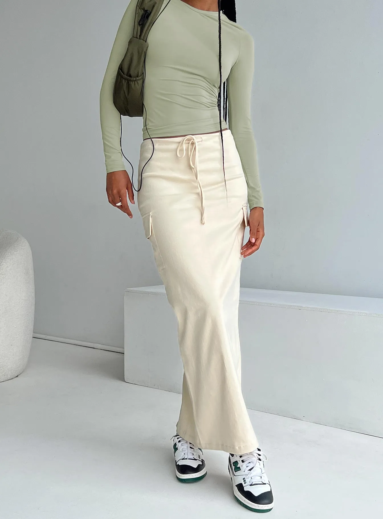 Delicate Texture My Girl Maxi Skirt Beige