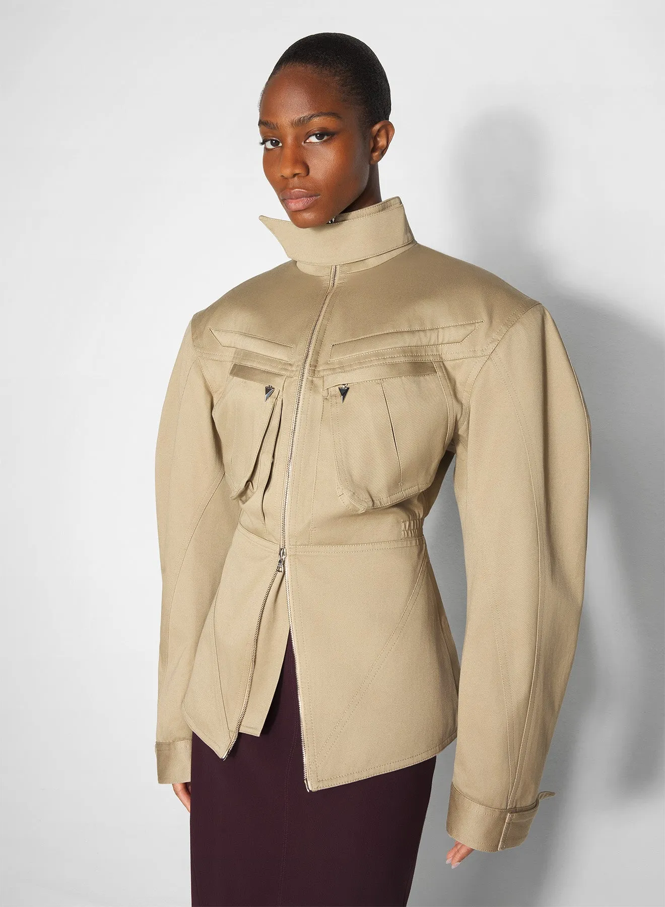 Reflective Detailing Modern Minimal beige cargo jacket