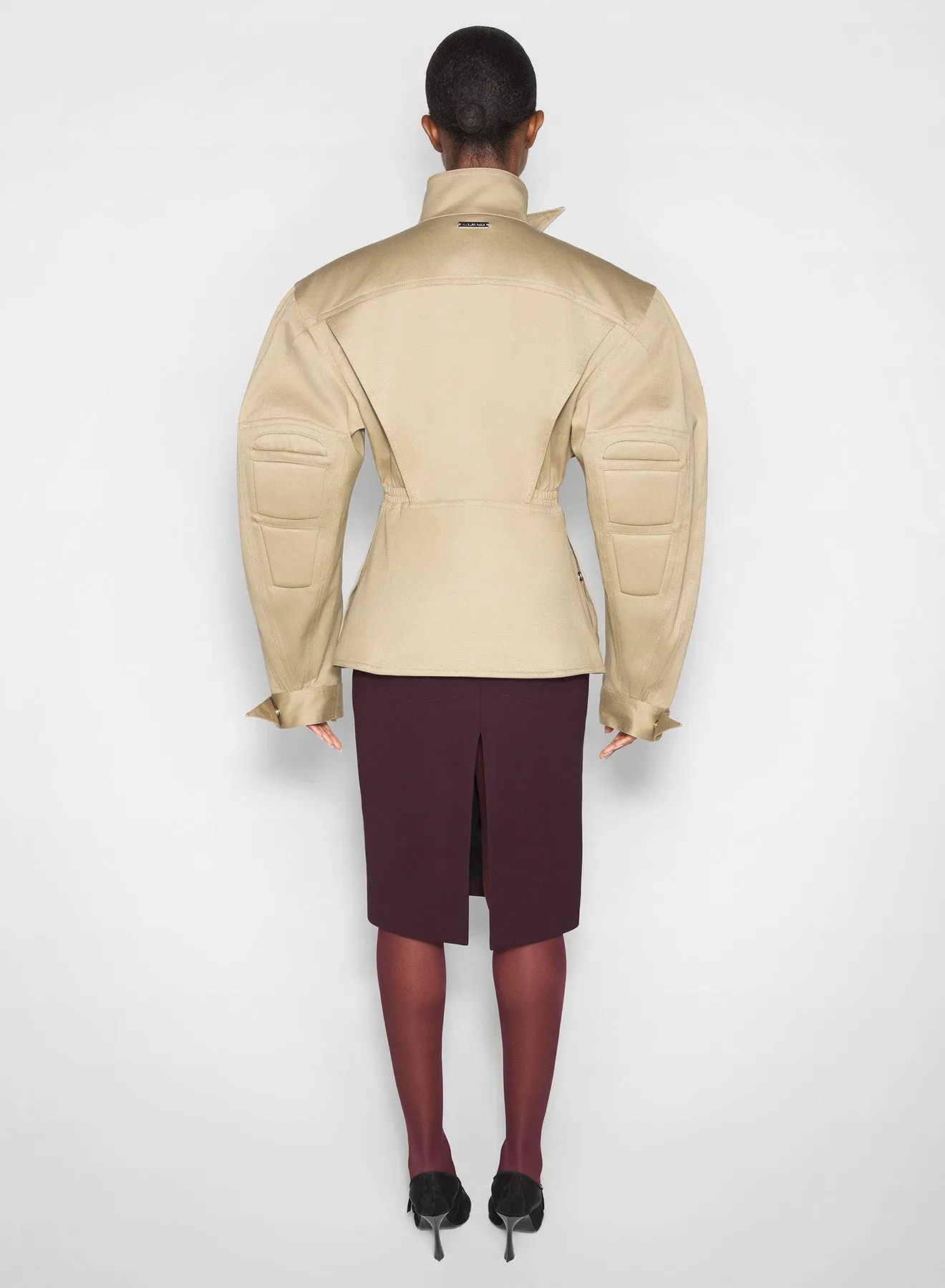 Eco Dye Process Elasticized Edging beige cargo jacket