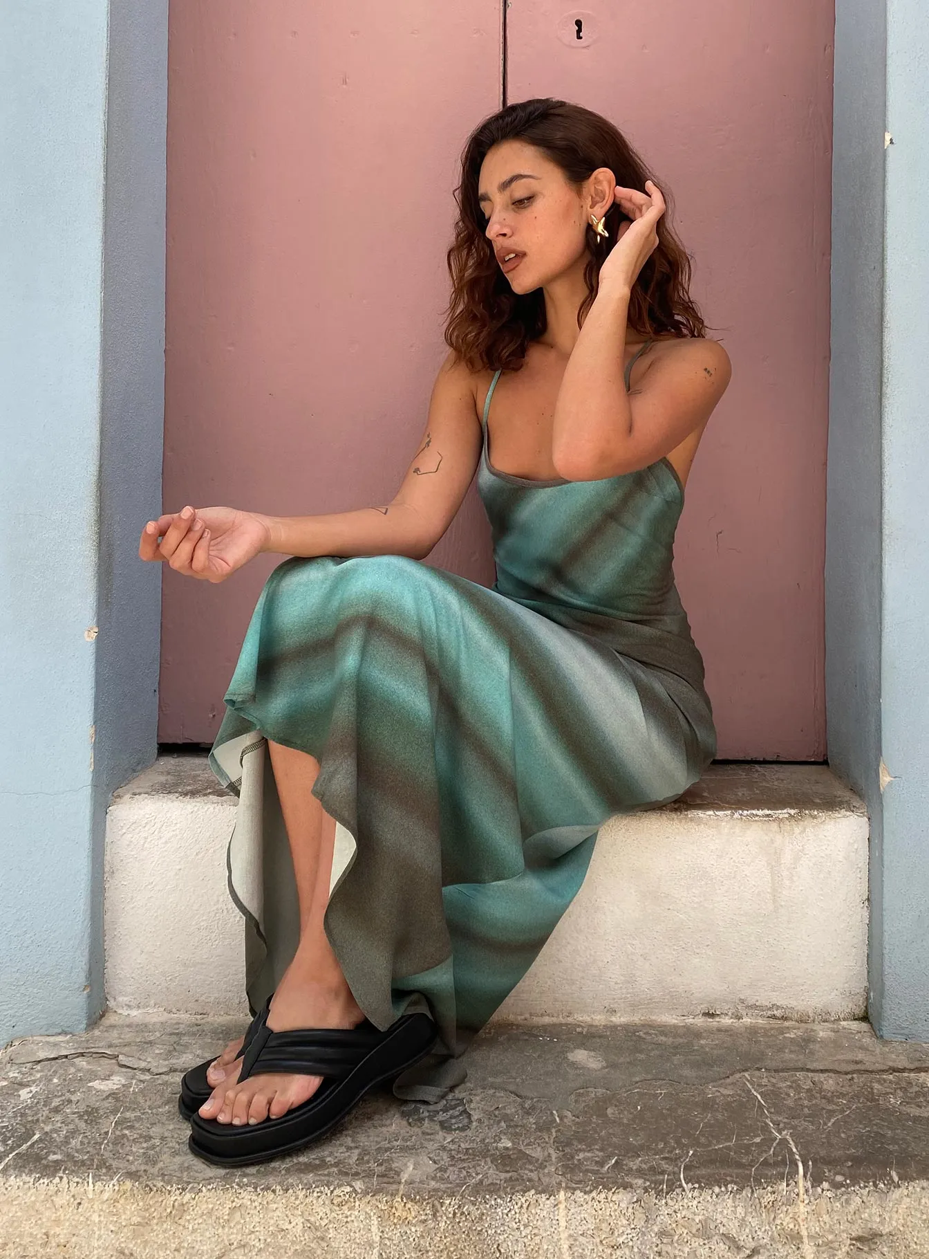 Otillie Maxi Dress Blue Multi Floral Pattern