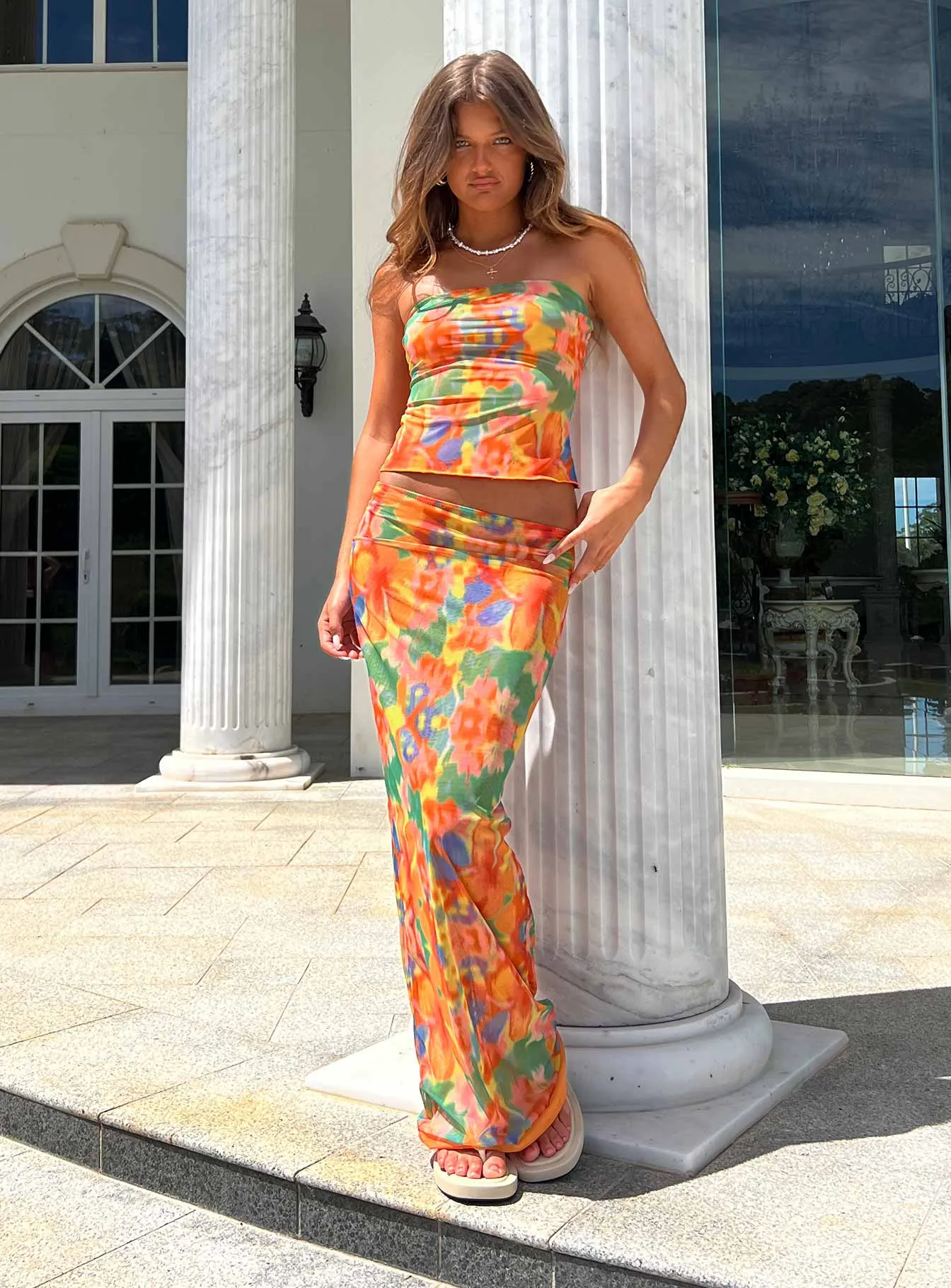 Cruise Attire Sleek Vibe Hillcrest Floral Maxi Skirt Multi