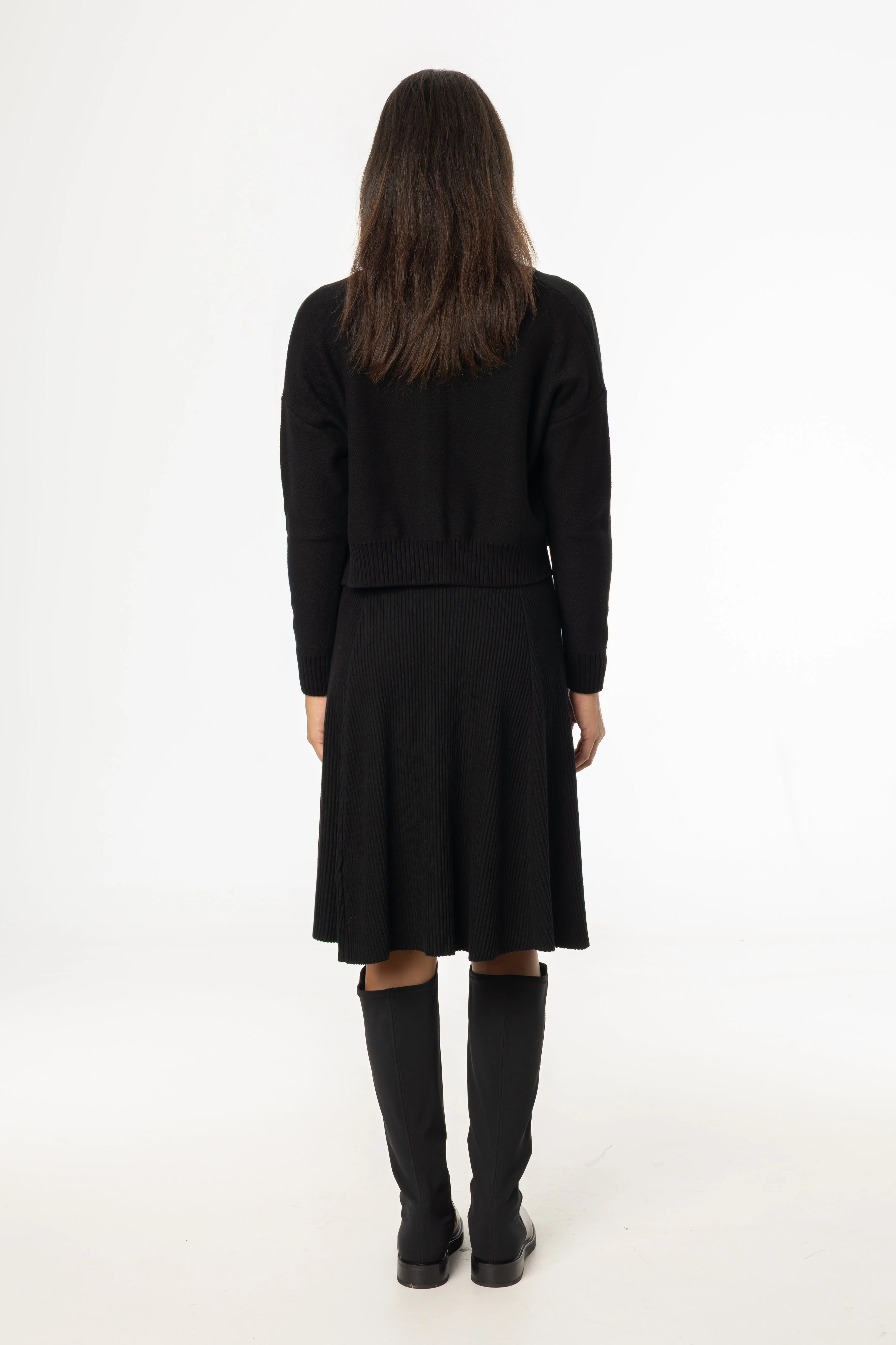 Black Basic Ribbed Knit Skirt Tear Resistant Material