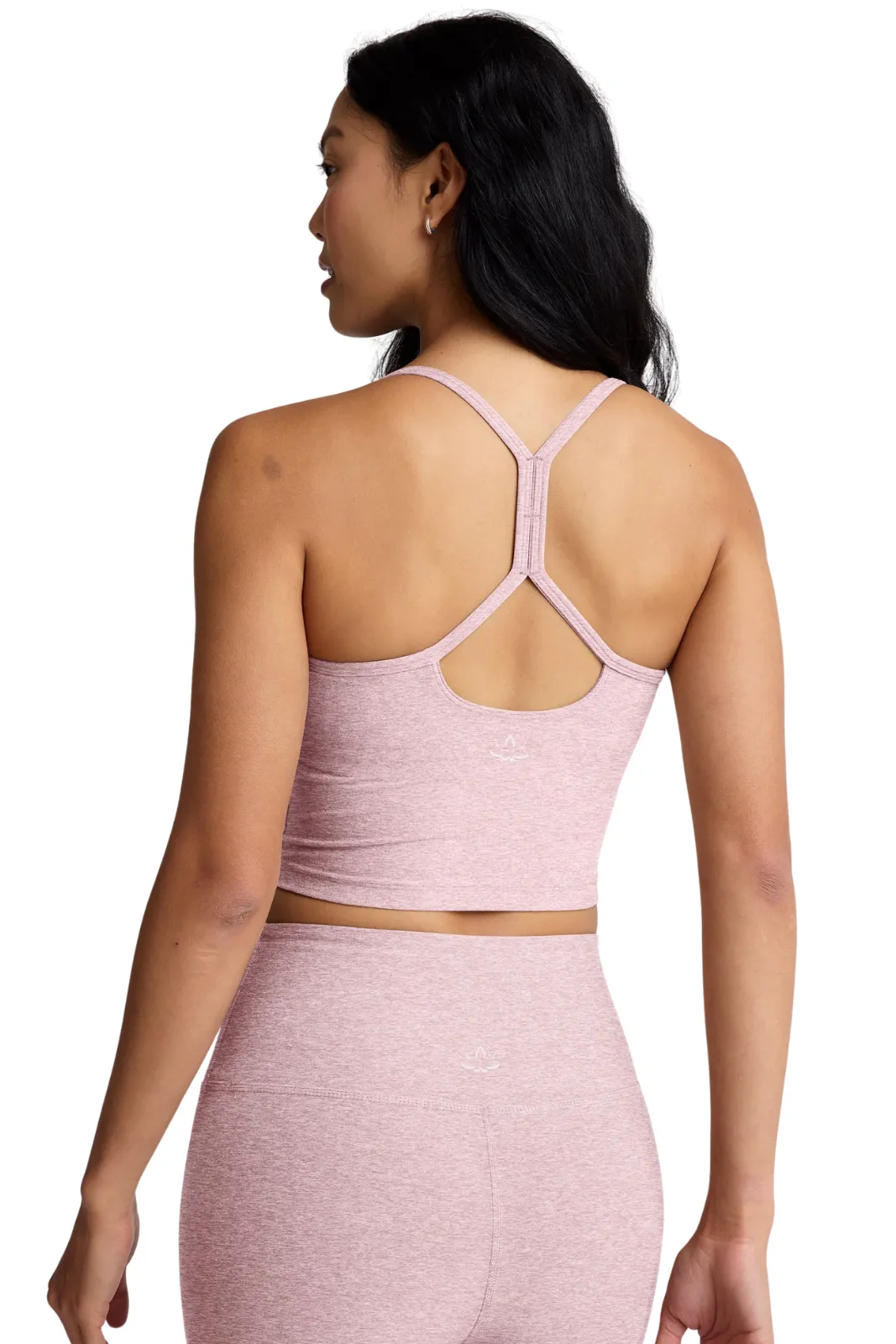 Spacedye Slim Racerback Cropped Tank, Blush Bloom Heather Hidden stitching