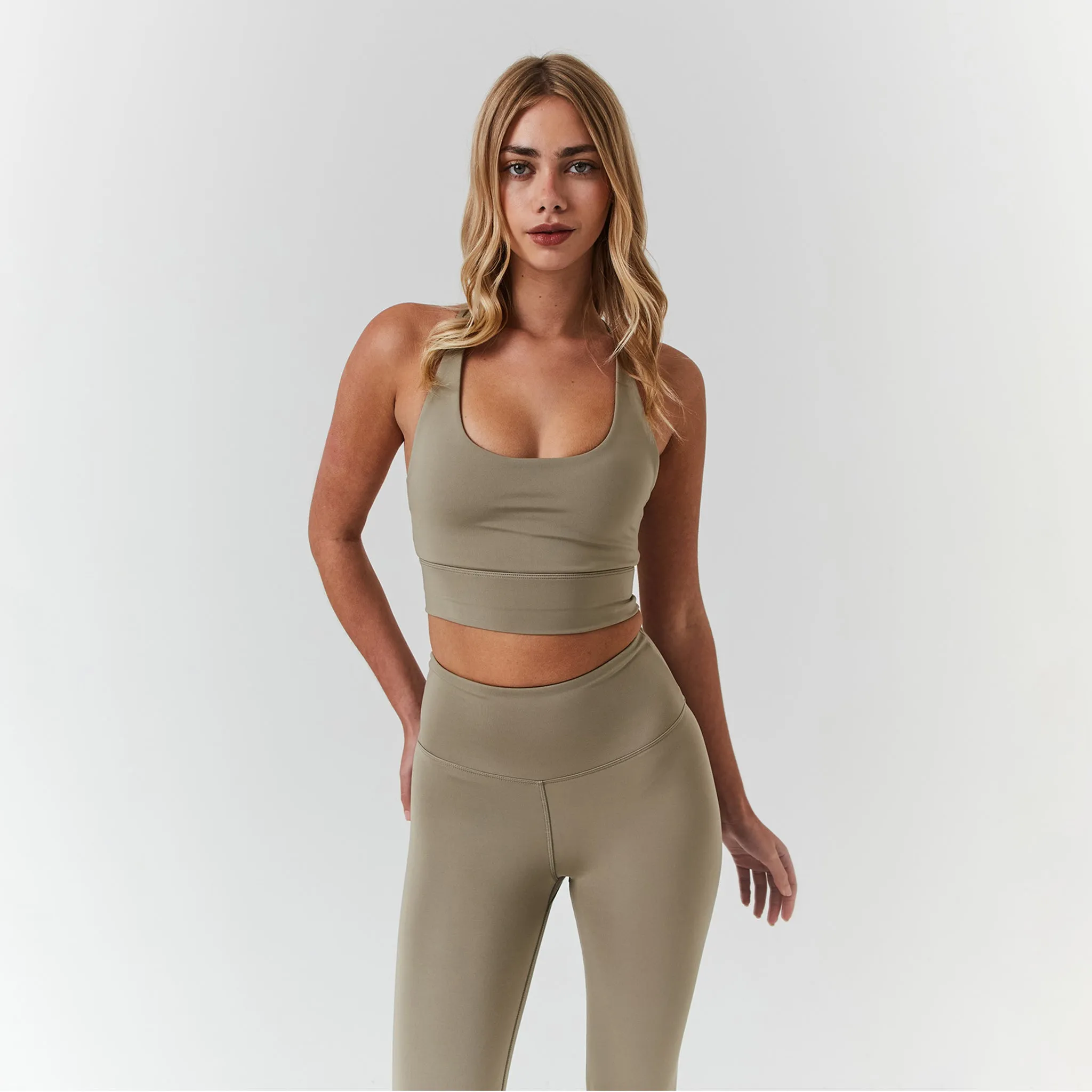 Wide Band Second Skin Sports Bra | Olive