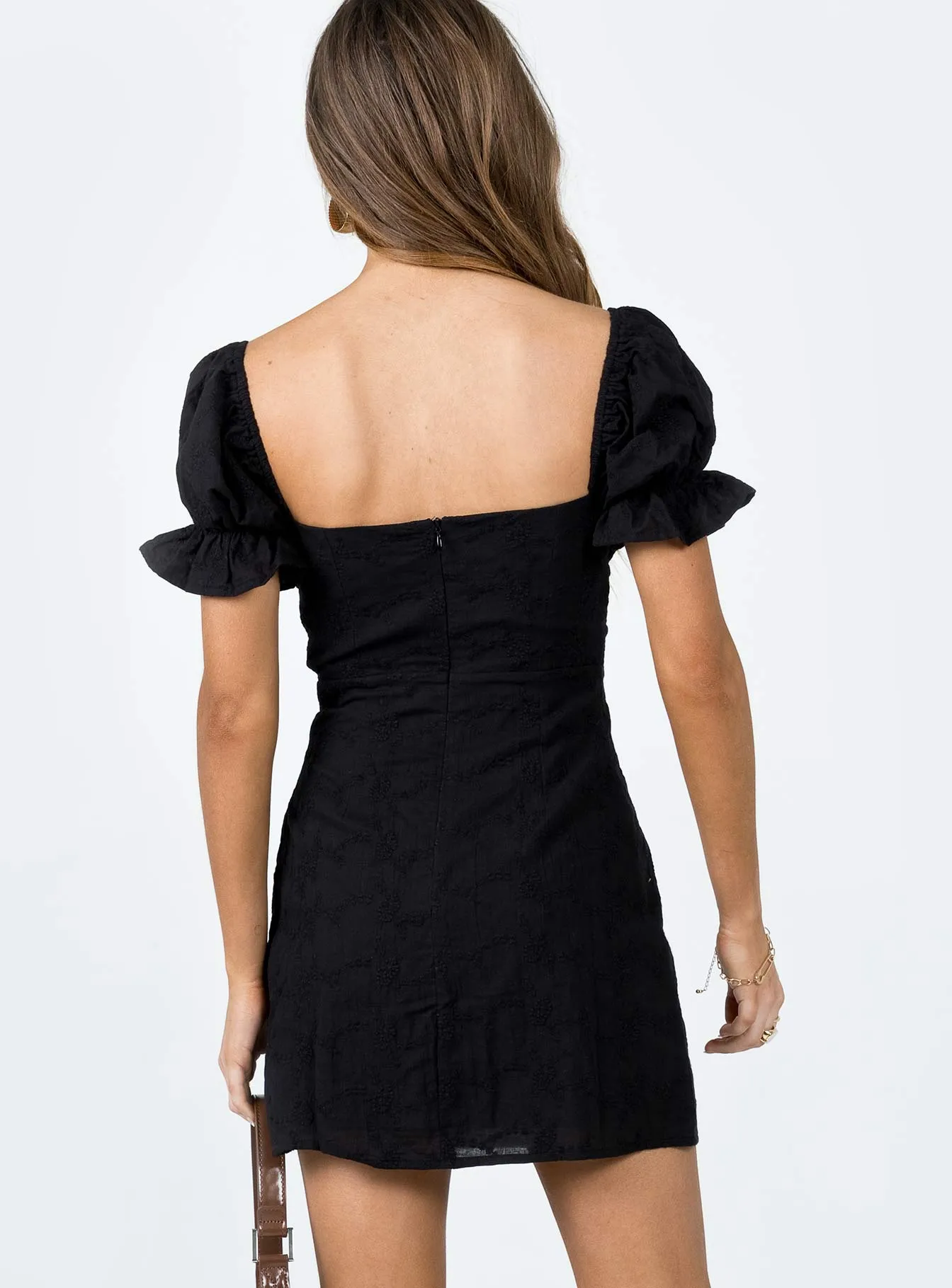 White Rose Mini Dress Black Fall Silhouette