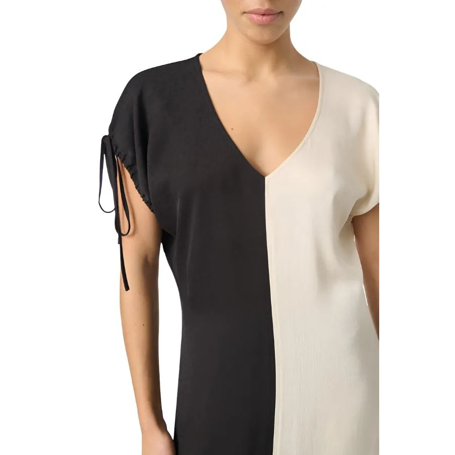 Soaked Womens Cevina Dress Black/White Blocking Relaxed Layers Vacation Style