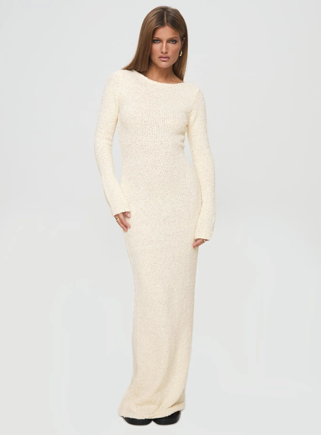 Best-Seller Cosy Up Long Sleeve Boucle Maxi Dress Cream