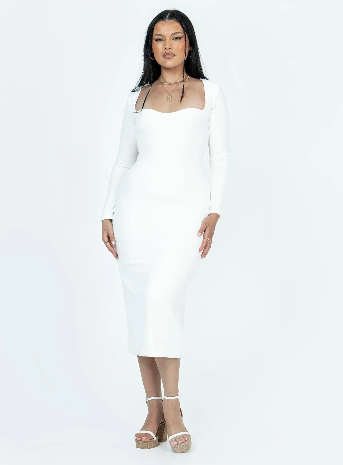 Nolan Midi Dress White perfect for events Mood Booster
