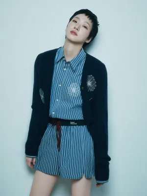 COTTON SHIRT STRIPE_NAVY IVORY Oeko Tex Certified