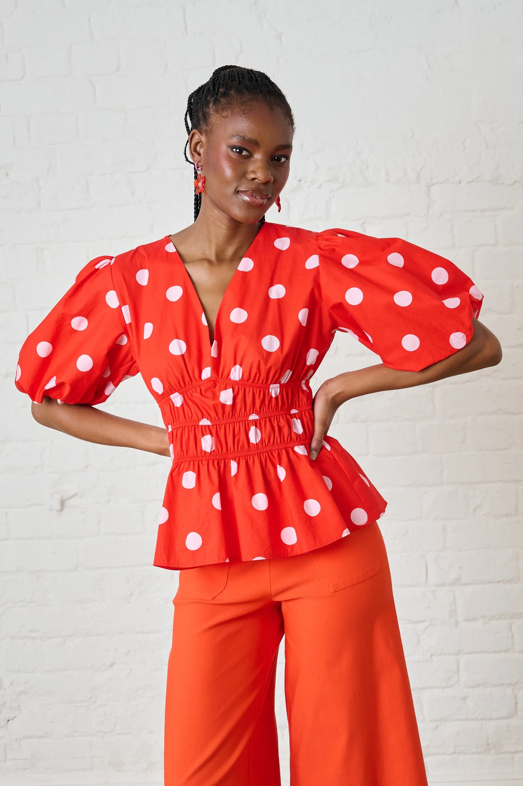 Autumn coziness Durable Color Retention Cotton Top in Pink Spot