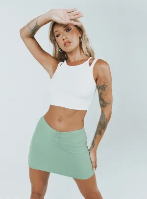 Courtney Low Waist Mini Skirt Green Odor control Holiday Travel