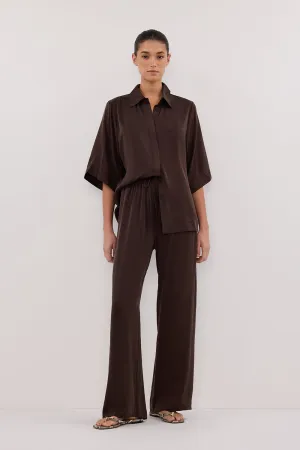 Performance Stretch PERCY BITTER CHOC SILK SHIRT