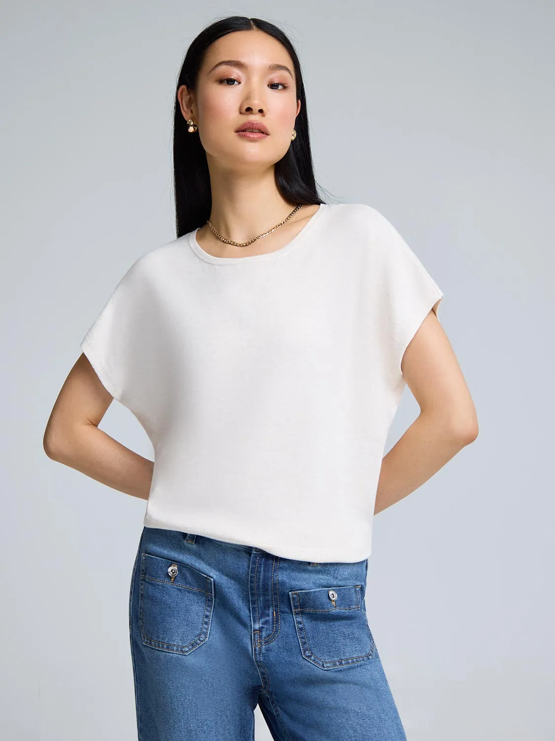 Short Sleeve Crew Neck Sweater Airflow Channel Weave Reversible Seamless Design