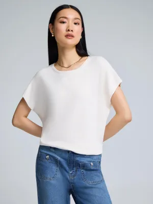 Short Sleeve Crew Neck Sweater Elastic Seamless Design