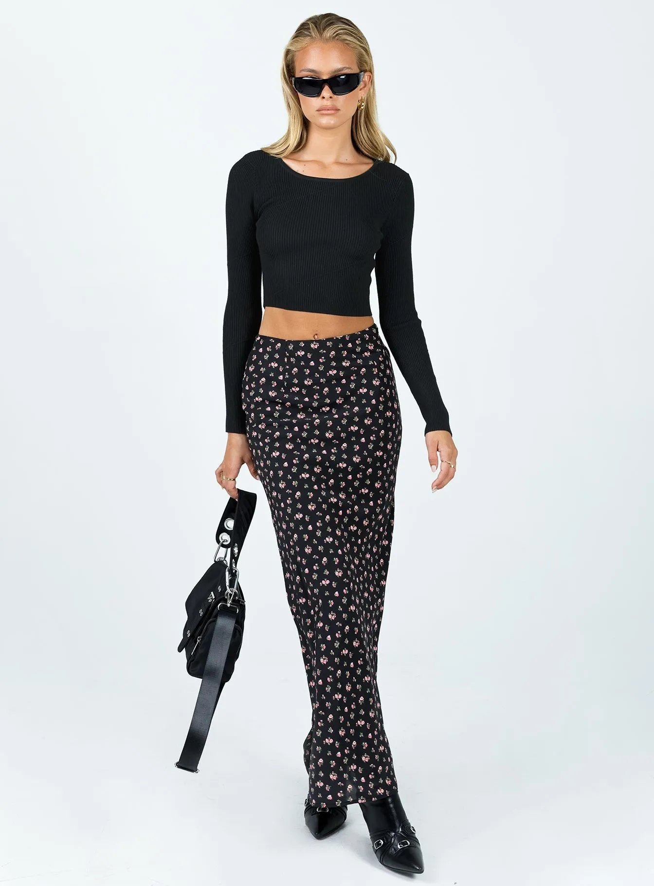 Crisp Details Sariah Maxi Skirt Black