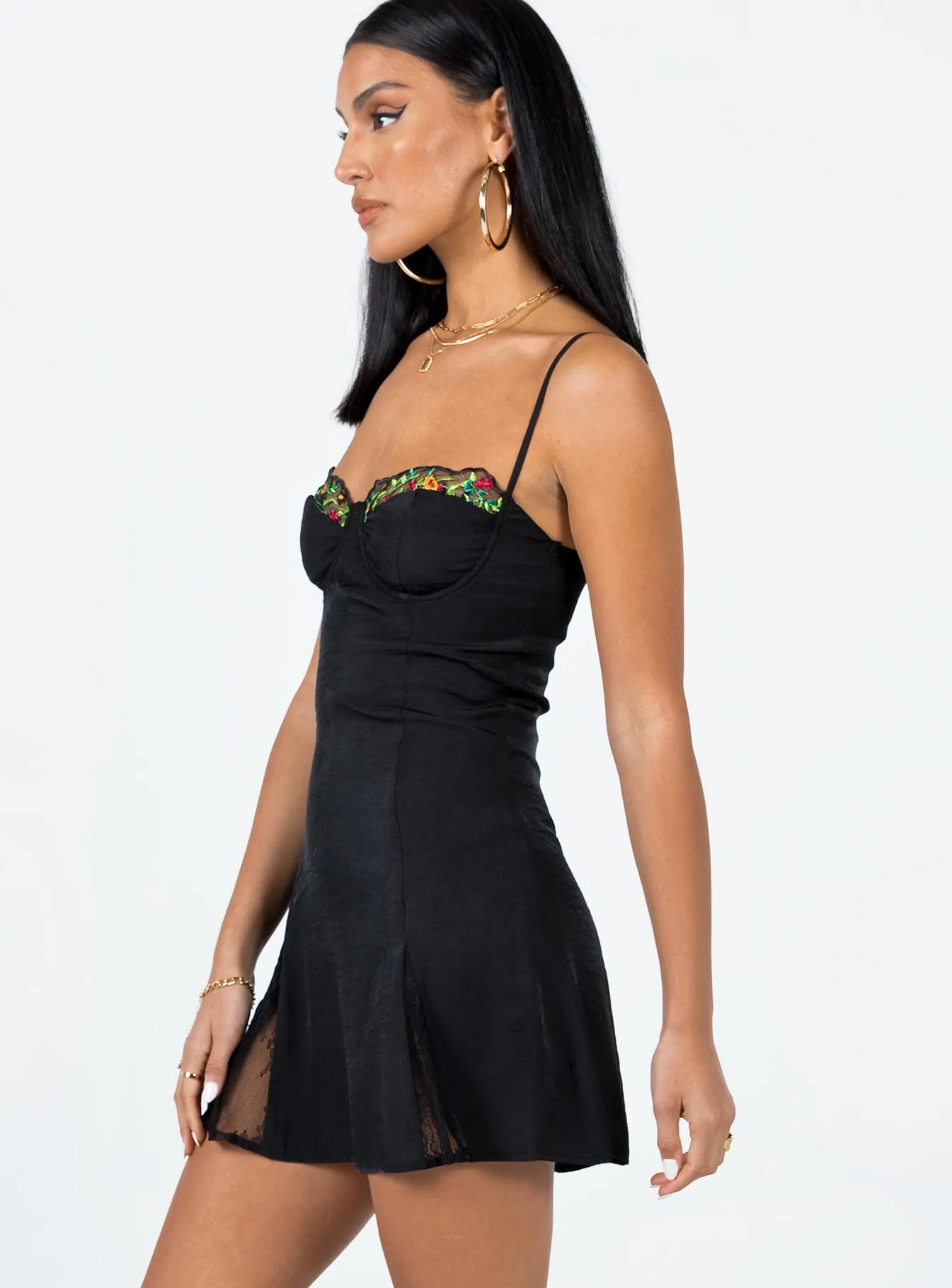 Floreto Mini Dress Black Trendy Vibe