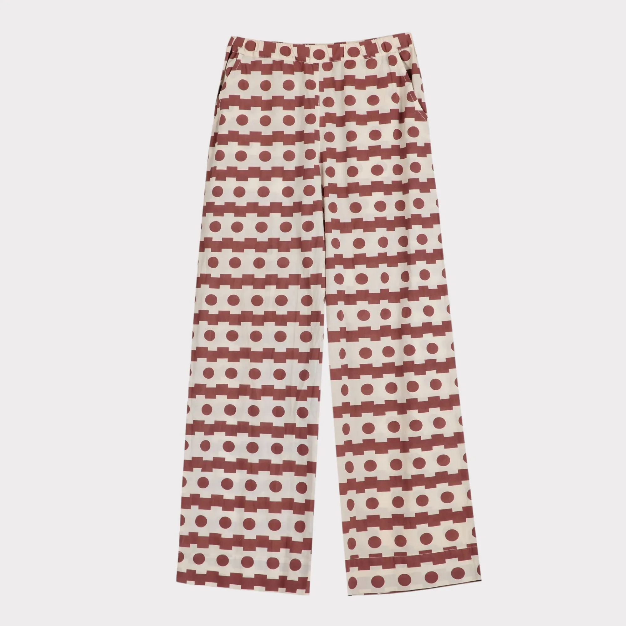 Bobo Choses Geometric Print Wide-Leg Trousers Brown AbrasionGuardTape Flattering Comfort