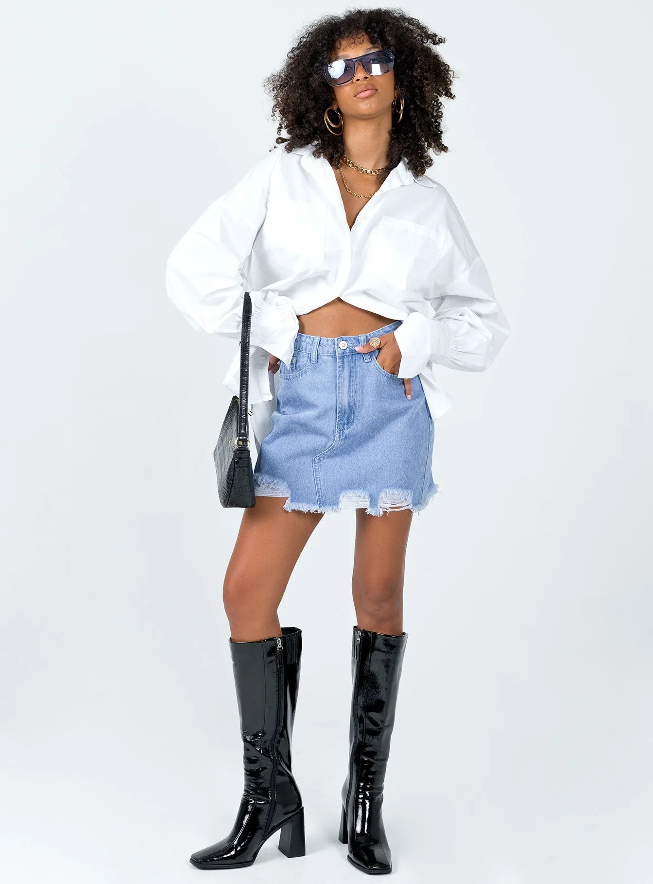 Giannia Denim Mini Skirt Matching Belt